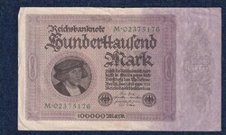 Németország Weimari Köztársaság (1919-1933) 100000 Márka bankjegy 1923
