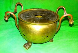 Antik OROSZLÁNKÖRMÖS réz melegentartó üst fedővel HIBÁTLAN 19 X 15 cm a képek szerint