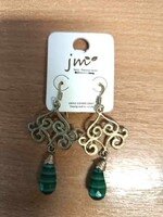 JM USA designed fülbevaló féldrágakővel - Malachit, ólommentes!
