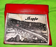Retro 1980's évek JUGOSZLÁV memóriarugós műbőr pénztárca SKOPJE város kép mintával 9x9 képek szerint