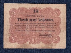 Szabadságharc (1848-1849) Kossuth bankó 15 Pengő Krajczárra bankjegy 1849