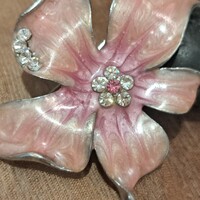 Ezüstözött tűzzománc Cirkoni bross 4 cm-es