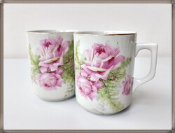 Beautiful Rose Pattern, First Class Zsolnay Porcelain Mugs