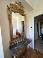 Antique Gilded Console Table with Mirror