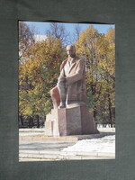 Képeslap,Lettország,Riga,Rainis népköltő emlékműve,városi látkép,részlet,1989-