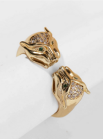 GOLD FILLED SZÉP FÉNYLŐ DUPLA PÁRDUC FEJES GYŰRŰ,KICSI KRISTÁLYOKKAL A SZEME IS PICI ZÖLD KRISTÁLY