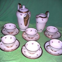 Antik 19.századi viktoriánus aranyozott THUN TK cseh porcelán teás készlet 6 személyes képek szerint