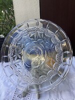 Gyönyörű savmaratott virág mintás ólom kristály tálca vagy torta alátét