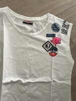 RETRO Jeans fehér ujjatlan póló -unisex