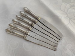Vastagon ezüstözött, orosz desszertes kés készlet