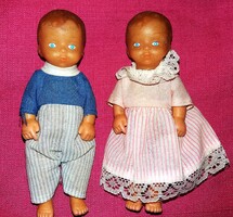 1970's évek vintage kisfú és kislány gumi és plasztik baba pár 12 cm / db EGYBE a képek szerint