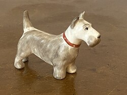 FOXI PORCELÁN KUTYA PIROS NYAKÖRVVEL, RETRO ÁLLAZ SZOBOR