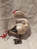 Régi üveg karácsonyfadísz hattyú madár