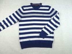 EREDETI TOMMY HILFIGER (S) ELEGÁNS RUGALMAS NŐI TENGERÉSZ CSÍKOS PULÓVER