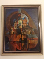 Berend Iván "Emlékezés Velencére"csodálatos festménye olaj - akril farost