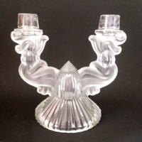 CZECH BOHEMIA CRYSTAL ELEGANT TWO-ARM CANDLE HOLDER FROM THE 1970S