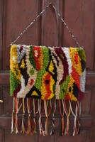 Retro mintás falvédő , falidísz , mid century modern suba faliszőnyeg 55 x 40 cm + rojt