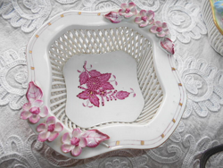 Aponyi mintával Herendi porcelán kosár