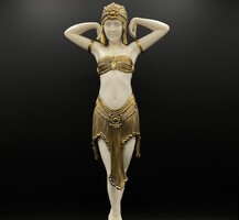 Art deco szkarabeusz táncos nő festett bronzszobor