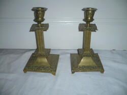 Antik réz díszes gyertyatartó pár
