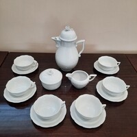 Fehér Herendi porcelán teáskészlet, teás készlet