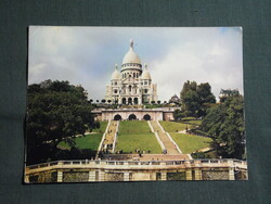 Képeslap,Franciaország,Párizs,Sacré coeur bazilika látkép,részlet,1976-