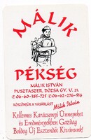 Kártyanaptár: Málik Pékség, Pusztaszer.