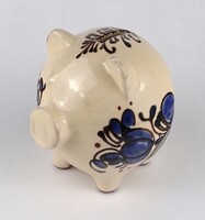 1X089 Régi, mázas, népi motívumos kerámia malacpersely