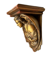 Antik stlusú angyal/kerub díszítésű fali szobortartó posztamens