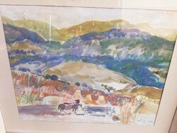 Gulyás Dénes (1927-2003) Kukoricás,Képcsarnokos Festmény