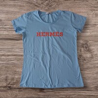 Újszerű eredeti QR kódos francia Hermes női póló M/L-es