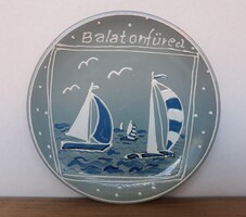 Jelzett Balatonfüred kerámia falitányér