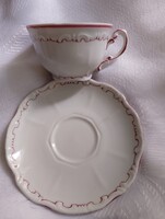 Zsolnay kávés csésze rózsaszín szegély