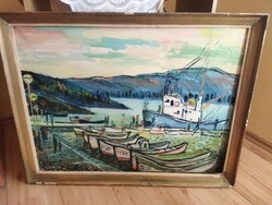 Kiss Attila kikötő vászon festmény