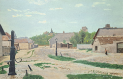 Tabán, Domb utca - ritka olajfestmény az 1920-as évekből! Márton István - Budapest, I. kerület