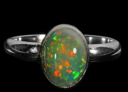 54 es Valodi 10x8mm kő Tüz opal 925 Ezust Gyürű