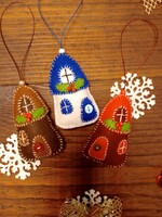 Karácsonyfadísz - házikók - 3 darabos