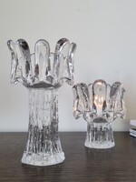 Gyönyörű Kosta Boda ( Göran Wãrff) Sunflower művészi jégüveg gyertyatartó pár