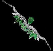 Real emerald 925 sterling silver bracelet