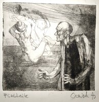 Ritkaság!!!  Czeizek György (saját peldanya, 1:1, 34/1) rézkarc, Fürdőzők 1973!