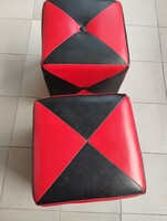 2 db retro műbőr puff együtt