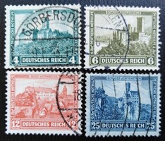 Dr474-7p / Deutsches Reich 1932 Várak és kastélyok záróérték nélküli bélyegsor pecsételt