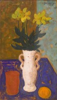 Gábor Móric : Sárga virágos asztali csendélet