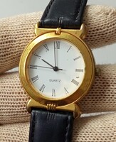 Retro Vintage Bőrszíjas Női Karóra Quartz Aranyozott