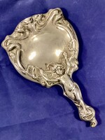Ezüstözött szecessziós kézitükör.