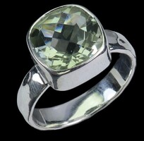 56 os Valodi 10mm kő Zöld Ametiszt 925 Ezüst Gyürű