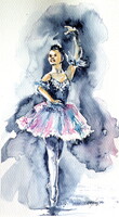 Ballerina - watercolor painting / Balerina - akvarell festmény