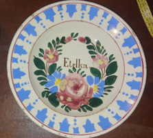 Bél apátfalvi népi tál tányér Etelka neves