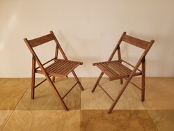 Vintage 2 pcs Foldable Wooden Garden Chairs
