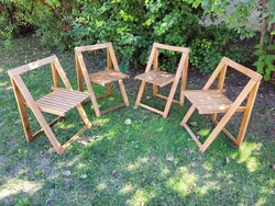 Régi retro 4 db összecsukható fa kerti szék kerti bútor Aldo Jacober
